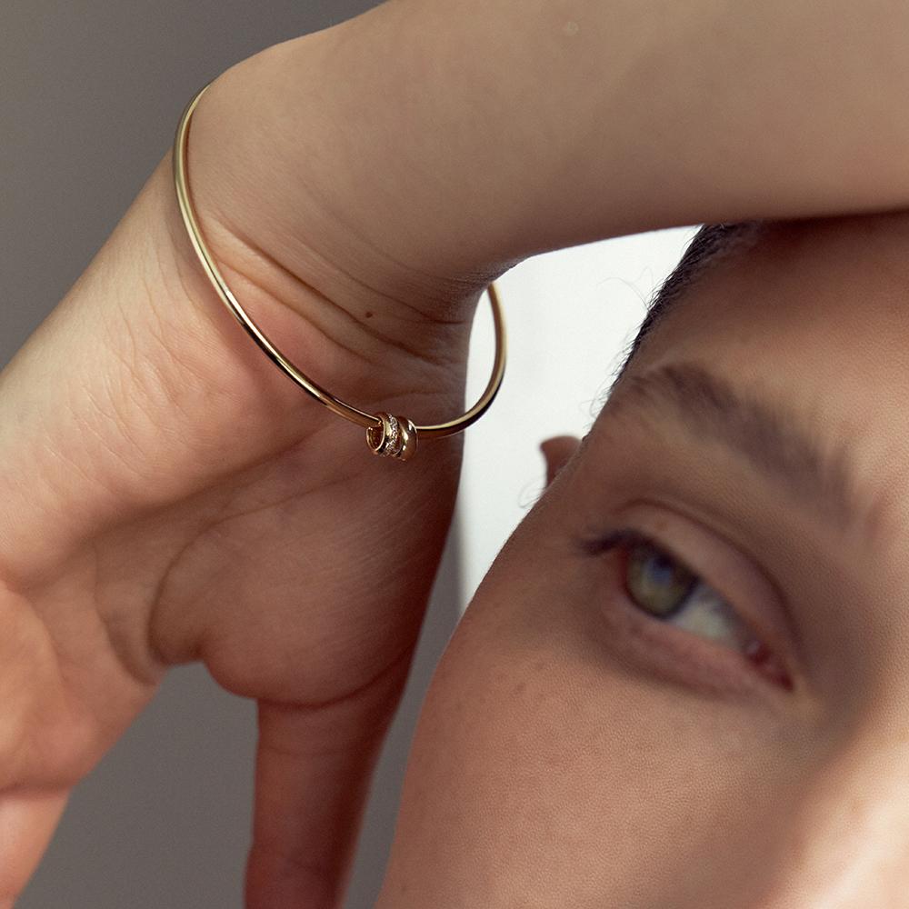 Lunne 14K Solid Middle Pavé Rondelle Pendant S (14K Gold) Lfp14