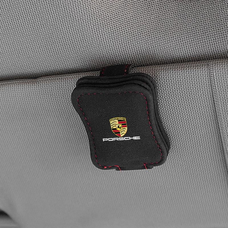 

Car Sun Visor Glasses Clips Sunglasses Storage Holder For Porsche Cayenne Panamera Macan 911 718 Taycan Boxster Cayman 918 Pajun