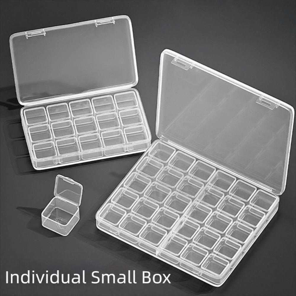 Grid Compartment Jewelry Storage Box Transparent Clear Multi-Grid Design Earring Display Case Plastic Material