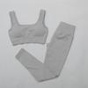 Women's Solid Color Seamless Ribbed Sports Bra and High Elastic Yoga Set