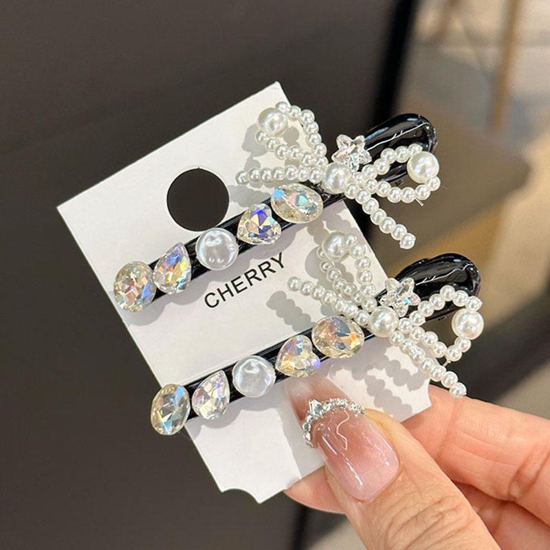 

2025 Роскошная заколка-бант со стразами для челки и боковой укладки