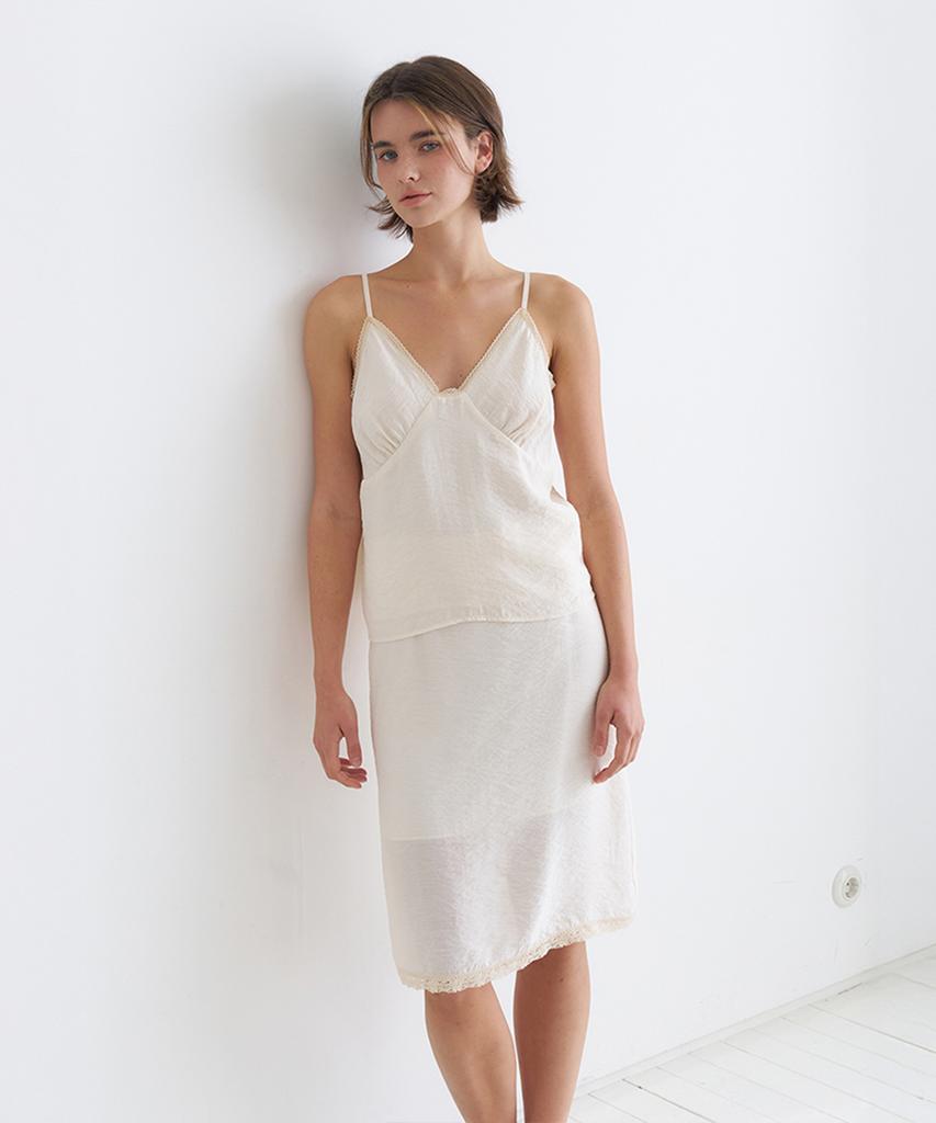 VEM.VER Lace Trim Midi Skirt_Ivory