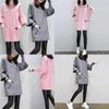 Neck Round Women Long Sleeve Solid Patchwork Hoodie Loose Sweatshirt Pocket