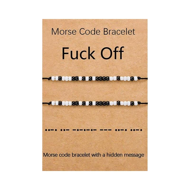 JYL TS Bracelet  Bohemian Morse Code Weave With Card Invokes Mystery & Connection