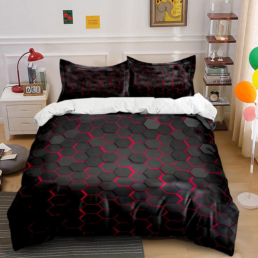"""Hexagon-Design Drei-Teilige Dekorationen"" Weiches Hautfreundliches Bettwäsche-Set Enthält 1 Bettbezug Und 2 Kissenbezüge Geschenk"""