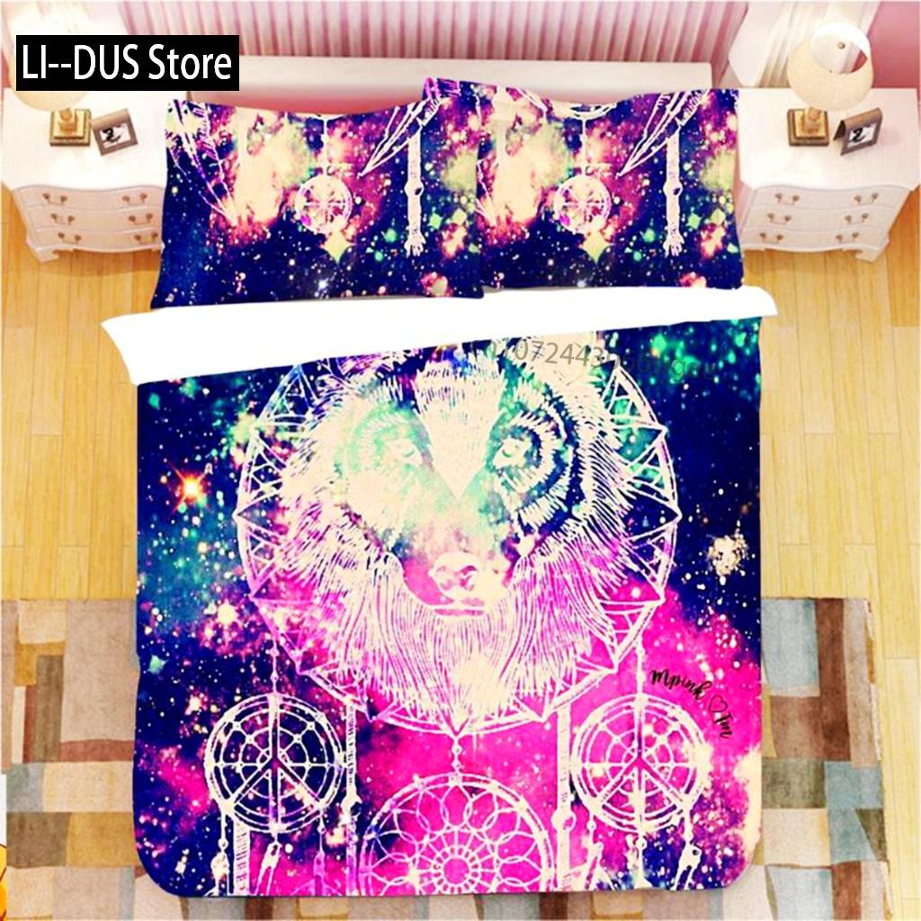 

Dream Catcher Duvet Cover Set King Double Pink Starry Universe Queen Size For Kids Girls Comforter Cover Microfiber Quilt Cover EU Single(135*200cm)3pcs