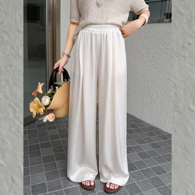 Women's High-Waisted Straight-Leg Elastic Waist Casual Pants