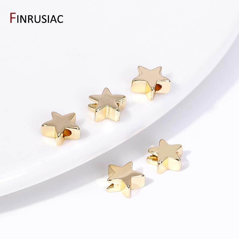 14K Gold Plated Brass Star/Crown/Apple/Heart Spacer Beads Loose Beads For Jewelry Making Supplies DIY Jewelry Accessories