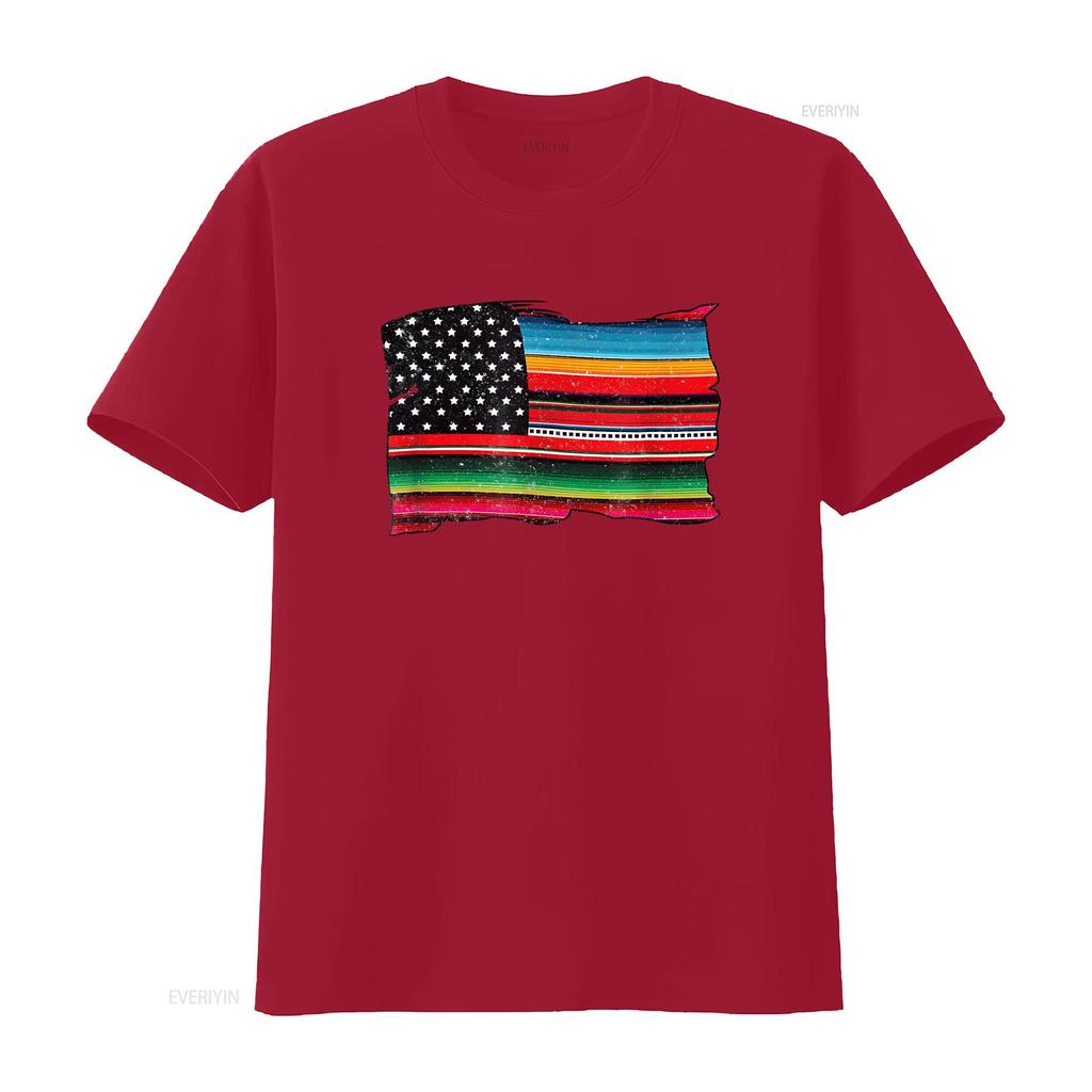 Mens Mexican American Chicano Sarape Flag T Shirt Vintage Washed Stretched Comfortable Graphic Soft Stylish Casual Unisex