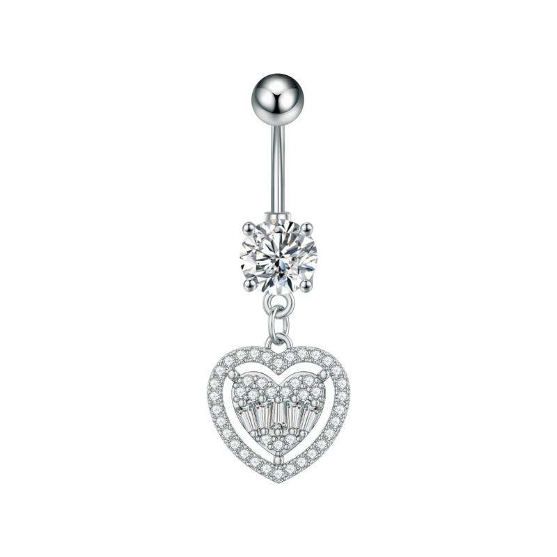 Heart Bow Pendant Belly Button Ring For Women Girls Body Piercing Stainless Steel Navel Ring Beach Jewelry