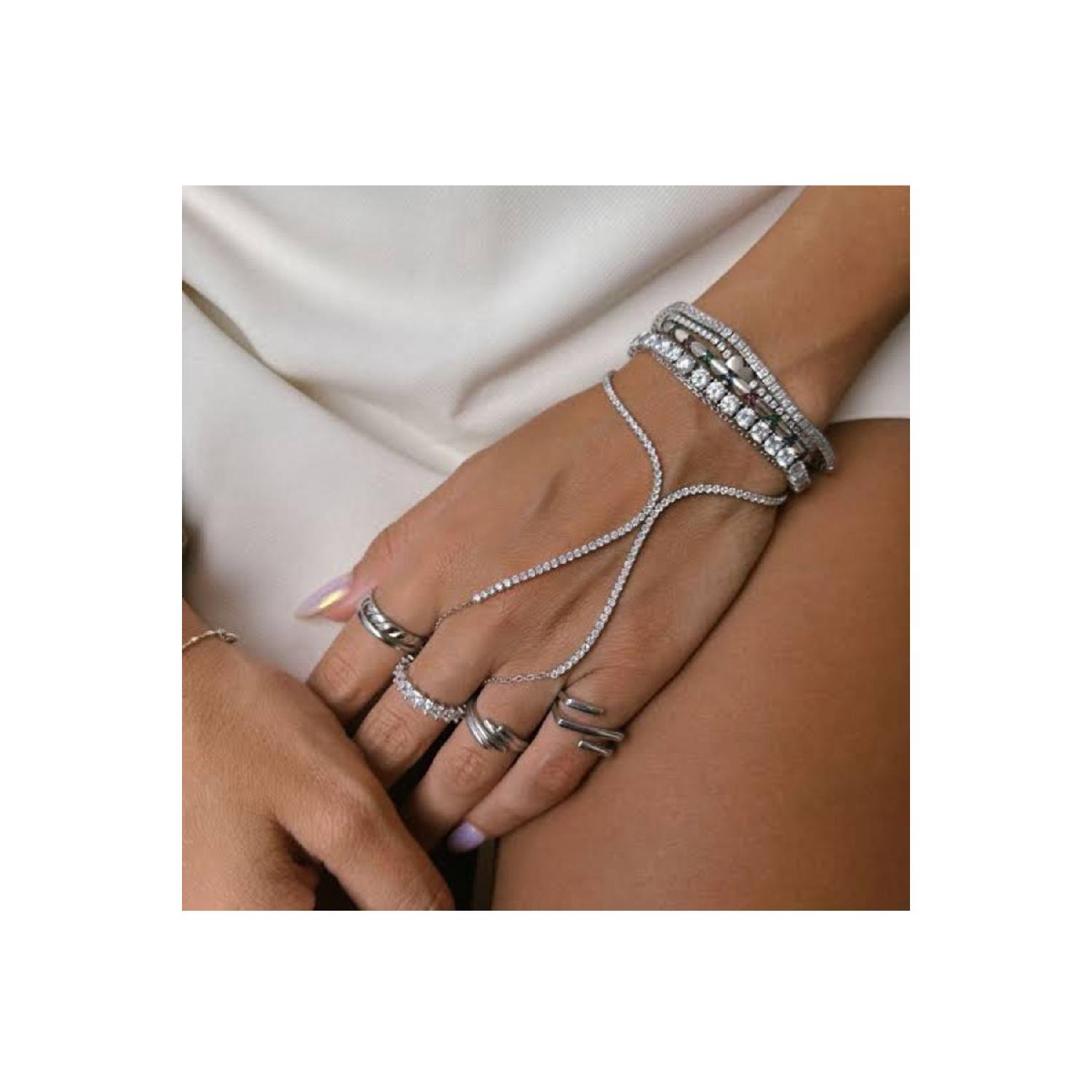 

Жіночий браслет з кришталю циркон ахмеран сірий колір