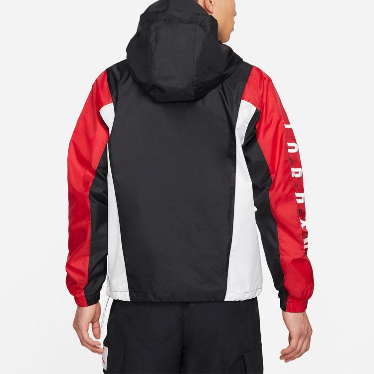 Jordan Windbreaker Casual Sports Splicing Hooded Training Logo Woven Jacket Men Outerwear Black DQ8642-010