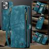 CaseMe-008 For iPhone 16 Pro Max Removable 2-in-1 Zipper Wrise Strap Multi-functional Wallet Case Card Slots Phone Cover