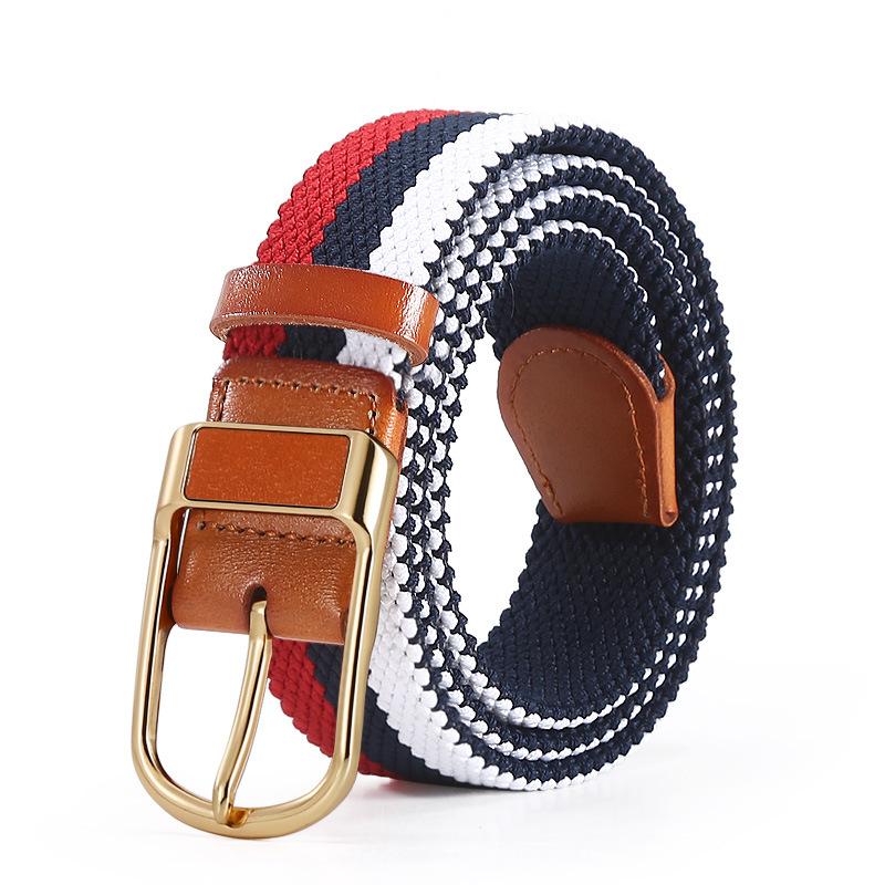 Men'S Elastic Belt Women'S Nylon Elastic Pin Buckle Casual Leather Woven Belt
