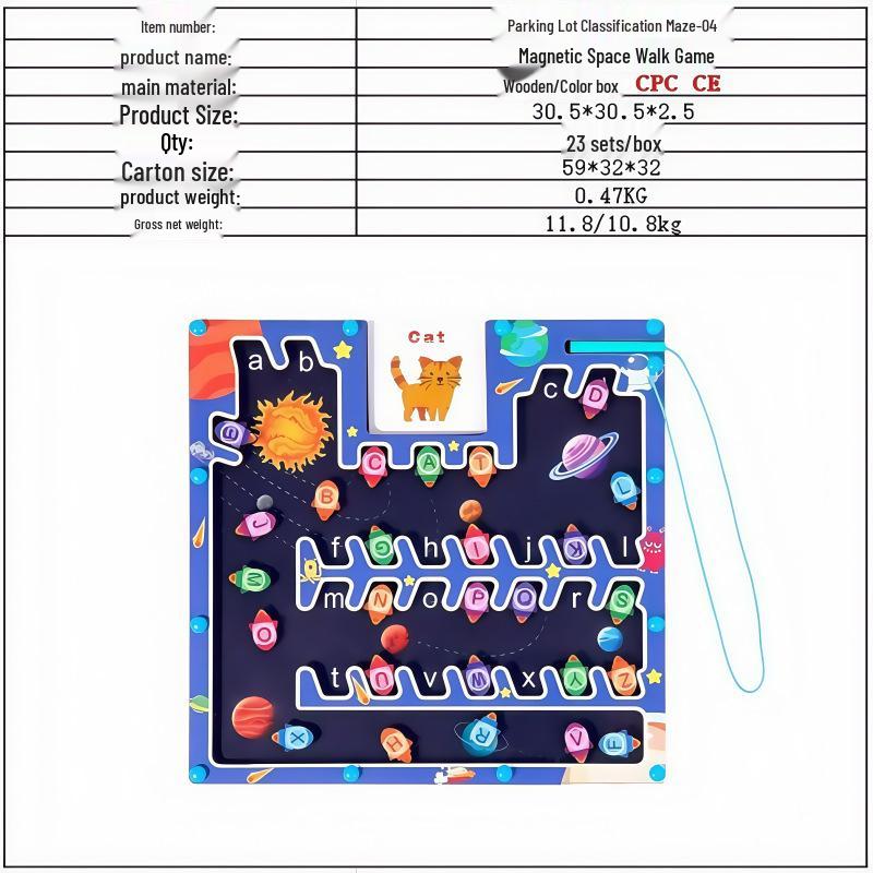 Magnetic Maze Car Parking and Alphabet Game for Spelling and Recognition