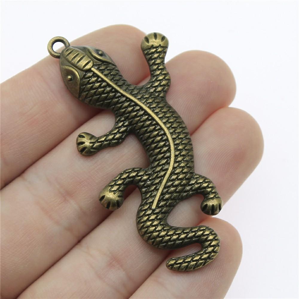 10pcs Charms Chameleon Gecko House Lizard Handmade Craft Pendant Making Vintage Tibetan Bronze Silver Color DIY For Necklace