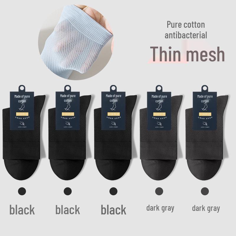 Andningsbara bomullsstrumpor för män, mellanhöga - Svarta (Vår/höst)
