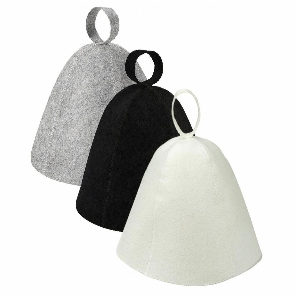 3 Pieces Felt Sauna Hat Reusable Cap with Hanging Loop Lightweight