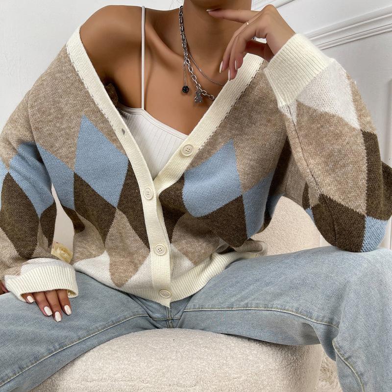 Women Jumpers Knitted Cardigan V-neck Button Down Sweaters Long Sleeve Knit Pullover Jumpers