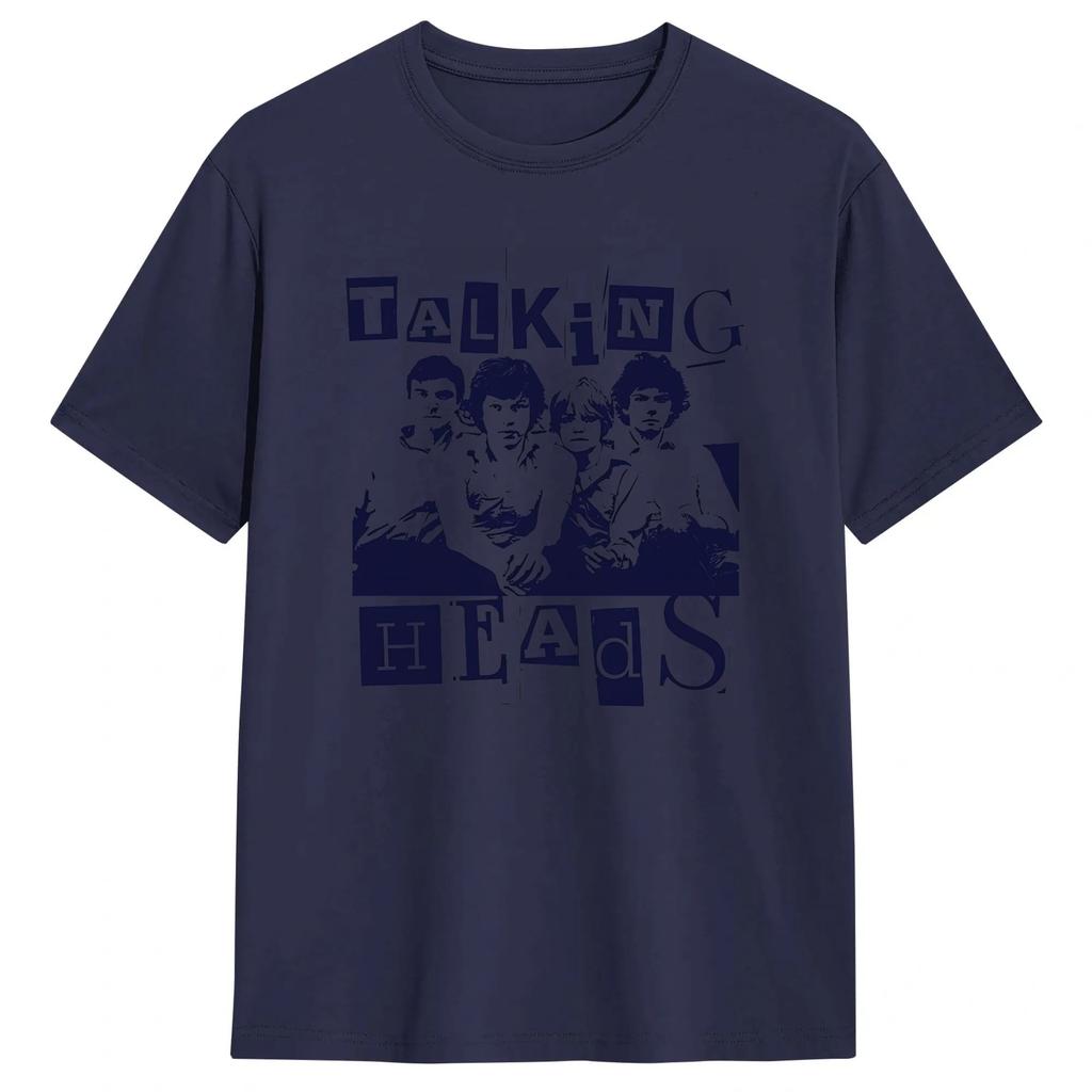 Funny Band Talking Heads Art TShirt for Unisex O Neck Pure Cotton T Shirts Short Sleeve Tee Shirt Adult Clothes