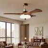 Mid-Century Walnut Fan Light Chandelier for Bedroom/Living Room