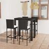 Garden Bar Set - VIDAXL - Black Woven Resin - Square Table - 4 Stools