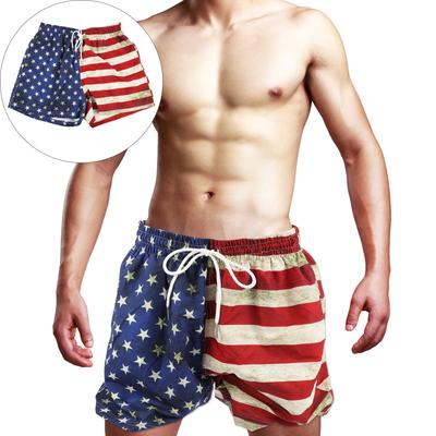 1 Pair American Flag Swim Trunks Men Summer Beach Shorts Quick Dry Loose Comfortable Men Surfing Fitness Outdoor Swimwear