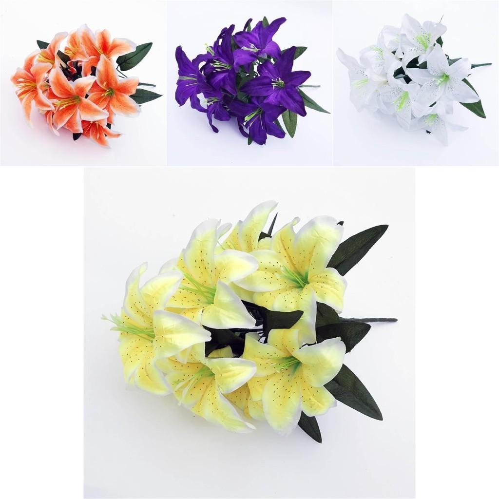 Elegant 45cm 10 Heads Artificial Stargazer Lilies Chic Silk Flower Bouquet For Weddings