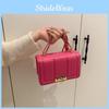 Elegant Color Solid Gold Buckle Decoration Women Casual Shoulder Square Bag