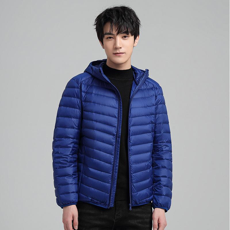 Lightweight Short Down Jacket Men s New Hooded Jacket Winter Fashion Stand Collar Jacket White Duck Down Men s Clothing M