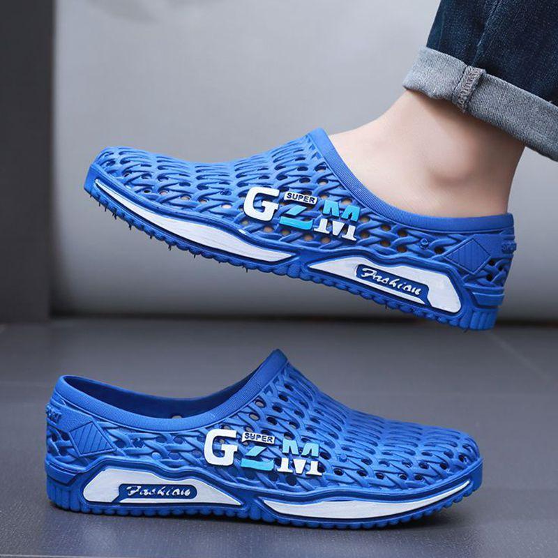 

Новые туфли с отверстиями мужские летние нескользящие рабочие туфли для мастерской повседневные студенческие сандалии дышащие с закрытым носком пляжные туфли для рафтинга 39 yards (standard code) синий