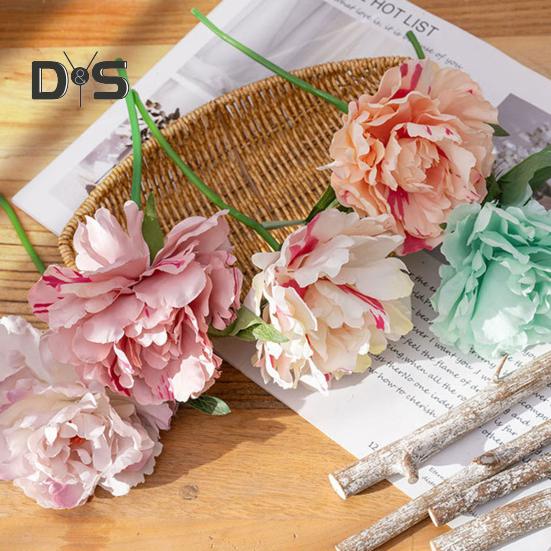 2Pcs Artificial Peony Flower Single Branch Forever Blooming Realistic Home Decoration Wedding Accessory Simulated Flower
