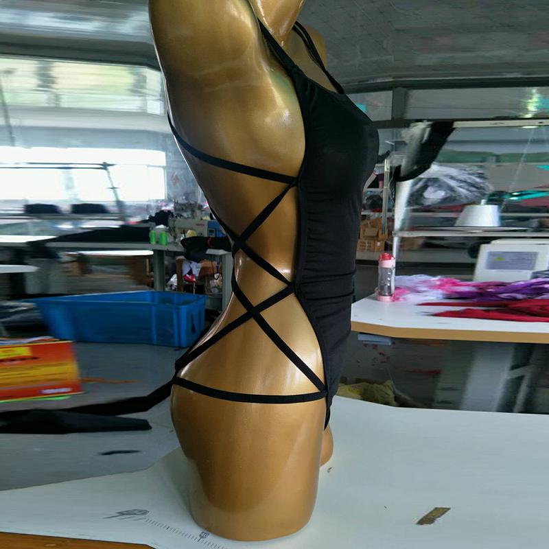 Salopetă erotică pentru femei Lenjerie intima Bretele Body negru Lenjerie de noapte Pijamale erotice Lenjerie sexy Femeie Costum de baie de vară fără mâneci pentru plajă