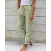 Women's High Waist Elastic Waist Solid Color Cotton Linen Casual Pants