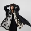 Imitation Cashmere Color Matching Lines Warm Scarf Flower Long Thickened Fringed Shawl Women'S Knitted Warm Scarf