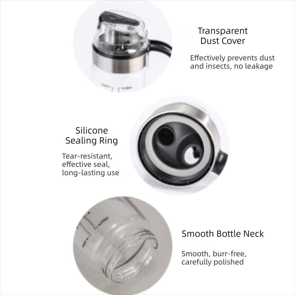 450/550ml Borosilicate Glass Oil Bottle Easy Refill Automatic Cap Lid Kitchen Oil Dispenser with Handle Glass Container