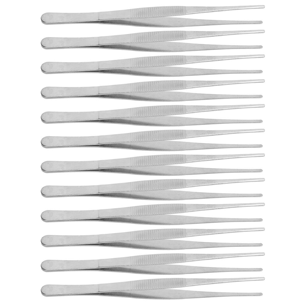 10Pcs Animal Surgical Tweezer Stainless Steel Straight Tweezer with Serrated Tips