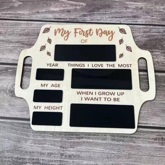First Day of School Board Dry Erase Reusable Back to School Wooden Commemorative Sign Decoration Preschool Kindergarten Students Souvenir Gift