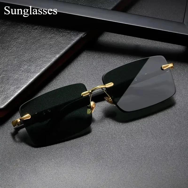 Square Frame Eyeglasses Rimless Goggle High Definition Sunglasses for Men Ladies Blue Light Blocking Eye Protection Eyewear