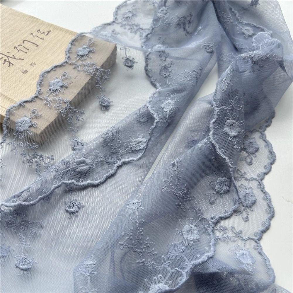 Retro Embroidered Flower Lace Scarf Breathable Mesh Lightweight Female Headscarf Long Sunscreen Shawl Women