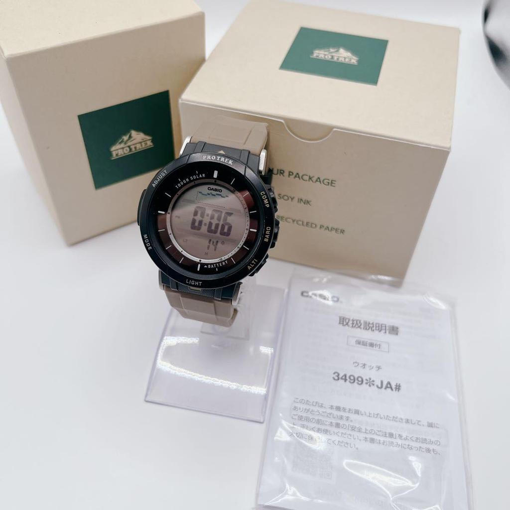 Used [Extremely Good Condition] CASIO PRO TREK PRG-30-5JF Tough Solar Triple Sensor Digital Black Men's Watch