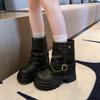 [Fanfna] Thick-soled trouser tube boots women's pile boots 2025 autumn new western cowboy short boots big head Martin boots