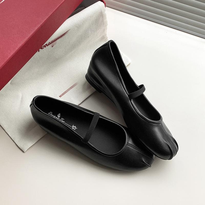 

New women s fashion single shoes non-slip beef tendon sole comfortable small leather shoes women s cowhide soft sole four seasons low heel sin 39 чёрный