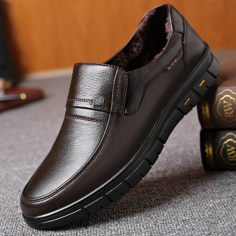 

Папа кожаная обувь большой размер для среднего и пожилого возраста деловая повседневная обувь натуральная кожа мужская кожаная обувь нескользящие полые сандалии для среднего возраста 45