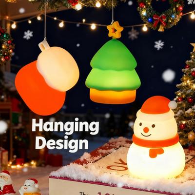 Weihnachts Nachtlicht Nachttisch Touch Lampe mit Farbwechsel Wiederaufladbar Silikon Nachtlicht