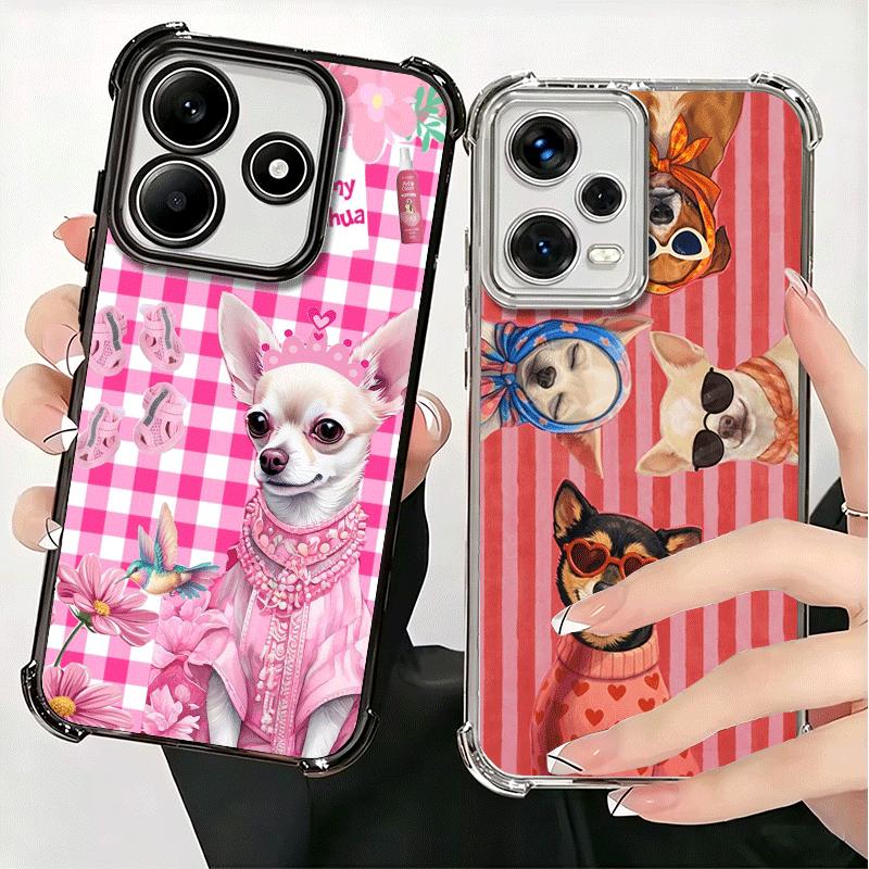Chihuahua Puppy Teacup Dog Plating Phone Case For Xiaomi Redmi Note 14 15 Pro Plus 13 12 11 11S 11T 10 9S 9 5G Anti-Fall Airabag