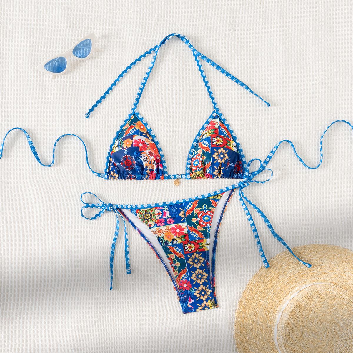 2026 New Style Printed Tie Side Pendant Sexy Bikini Swimsuit Comfortable Stylish For Summer Holiday & Resort XS