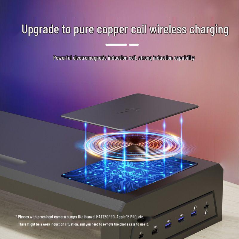USB-Enhanced Multifunctional Computer Monitor Riser and Desktop Organizer