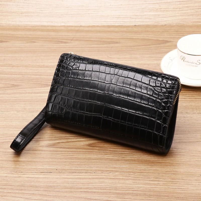 New Crocodile Belly Pattern Men s Long Wallet Large Capacity Handbag Multi Functional Card Mobile Bag Trendy 21x4x12 чёрный