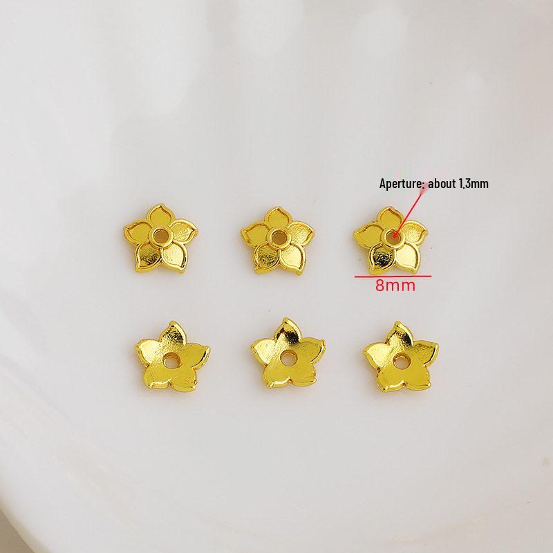18K Gold Plated Crystal Five-Petal Flower Cap Beads for DIY Jewelry Making.